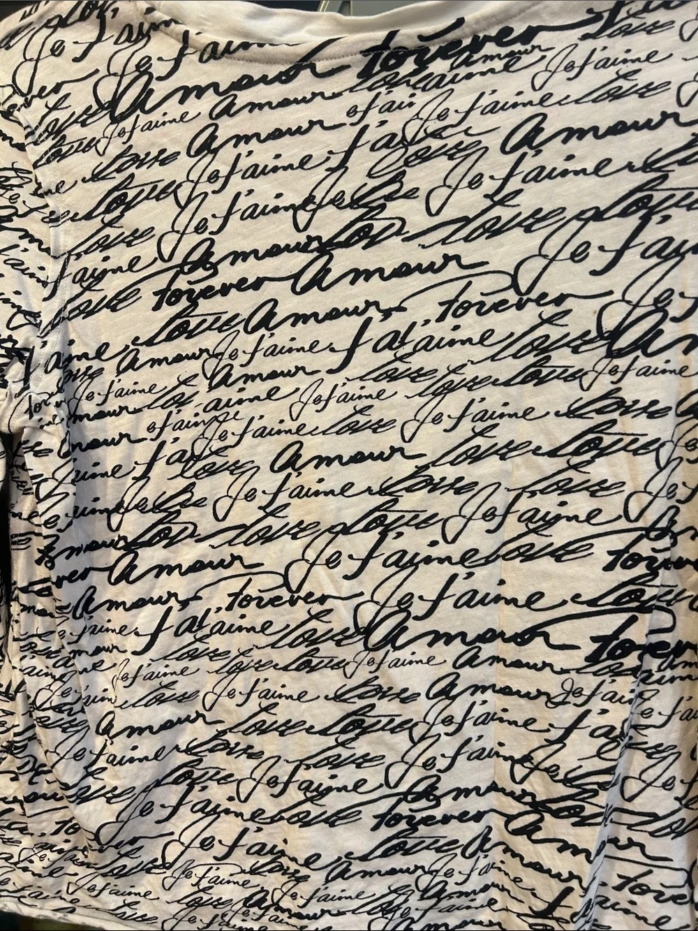 Anthropologie Maeve White Long-Sleeve French Script Print Tee